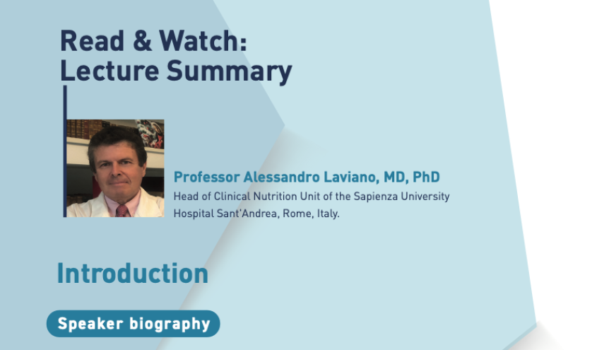 Professor Alessandro Laviano, MD, PhD: Speaker Biography