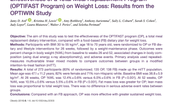 Effectiveness of a Total Meal Replacement Program (OPTIFAST PROGRAM) on Weight Loss 