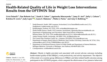 Health Related Quality of Life in Weight Loss Interventions