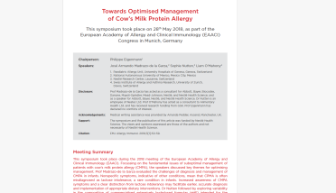 EAACI 2018 Symposium Review: Towards Optimised Management of Cow’s Milk Protein Allergy