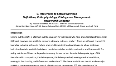 GI Intolerance to Enteral Nutrition Definitions, Pathophysiology, Etiology and Management: Review and Guidance